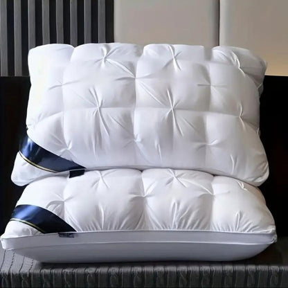 Hotel Quality Pillow Soft Polyester Fiber Deep Sleep Neck Support – No Collapse All Season Machine Washable Satin Cover Zipper Closure White