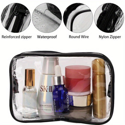 Clear PVC Makeup Bag Set 10 Pcs Transparent Waterproof Cosmetic Bags Reinforced Zipper TSA Approved Travel Toiletry Organizer See-Through