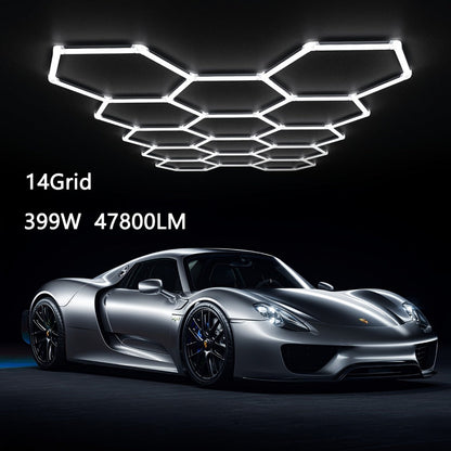 LED Hexagonal Garage Light 6500K, Super Bright Daylight White Shop Light 42W, 620W for Auto Detailing
