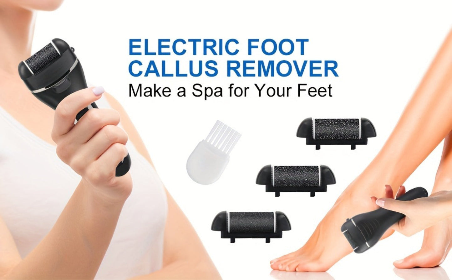 Electric Foot File 14-in-1 Rechargeable Pedicure Kit 3 Roller Heads Dead Skin Callus Remover Portable Foot Scrubber Professional Foot Care