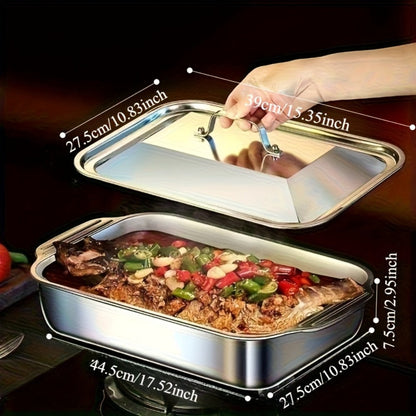 Stainless Steel Baking Trays with Lids – Large Capacity Sheet Pan Set for BBQ, Bread, Desserts, Seafood & Buffets | Family Gatherings