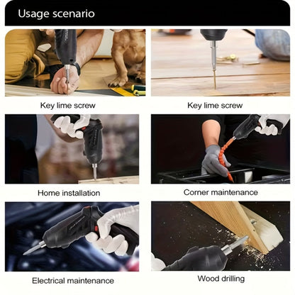 Cordless Electric Screwdriver Mini Drill, Rechargeable Lithium Battery, Compact Design for DIY & Tight Spaces