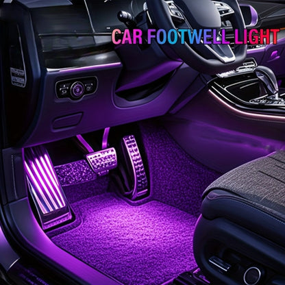 Four-Piece 5V USB RGB Car Footwell LED Light Kit for Under-Seat and Interior Accent Installation