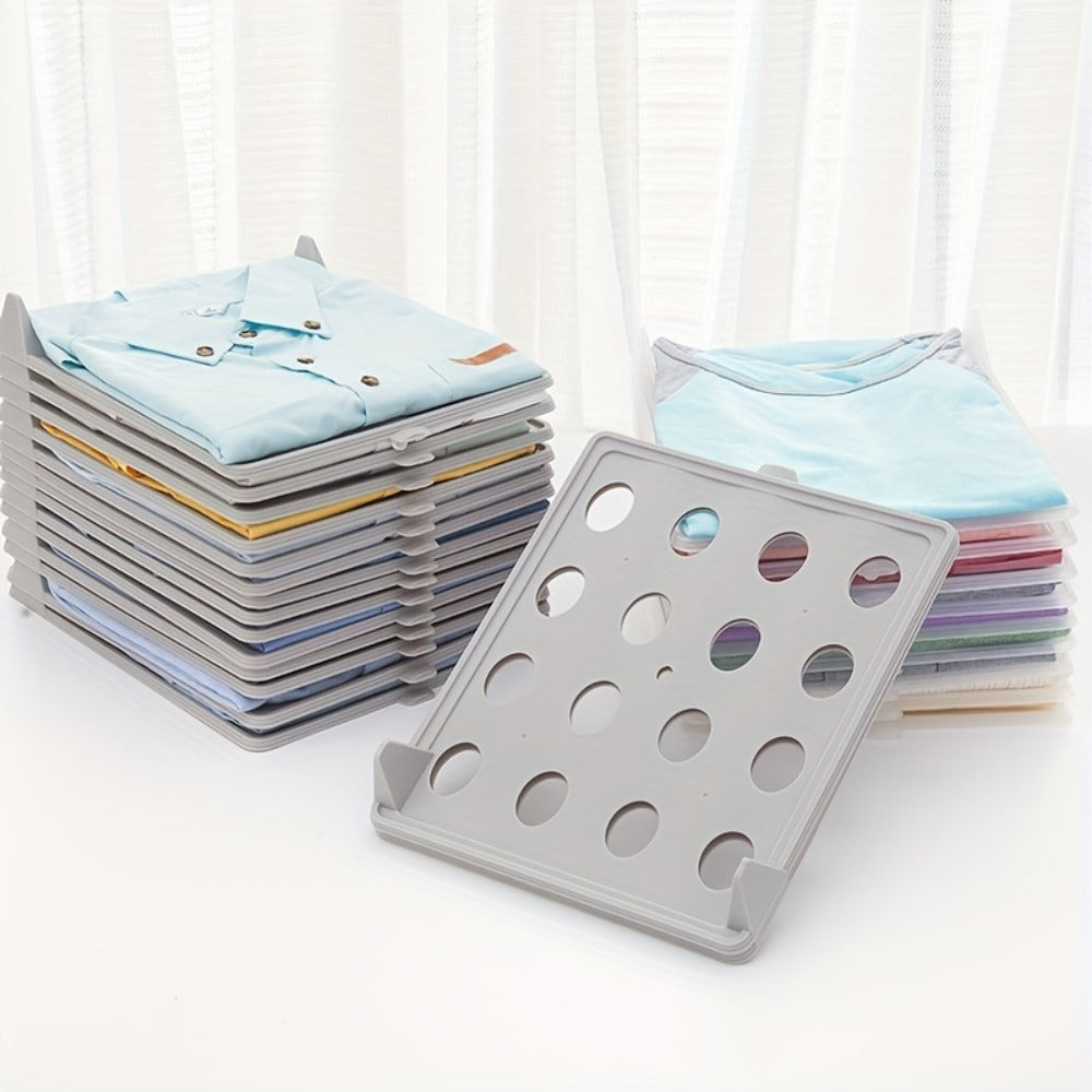 Foldable Stackable Clothes Folding Board Organizer for Shirts Pants Dresses, Plastic, Space-Saving