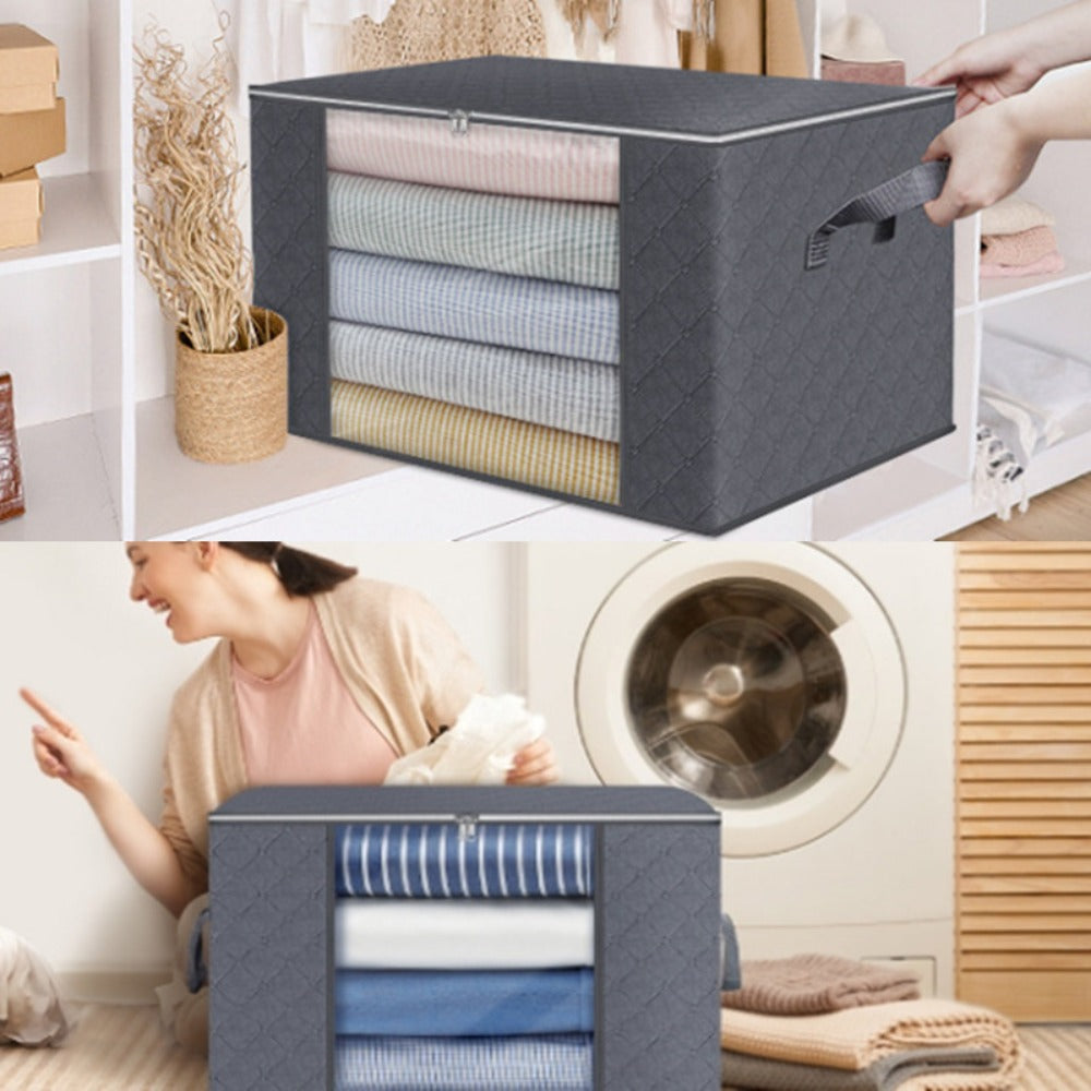 Large Capacity Storage Bags 4-Pack – 23.78 Gallon Foldable Closet Organizer Bins with Reinforced Handles for Clothing, Blankets, Comforters