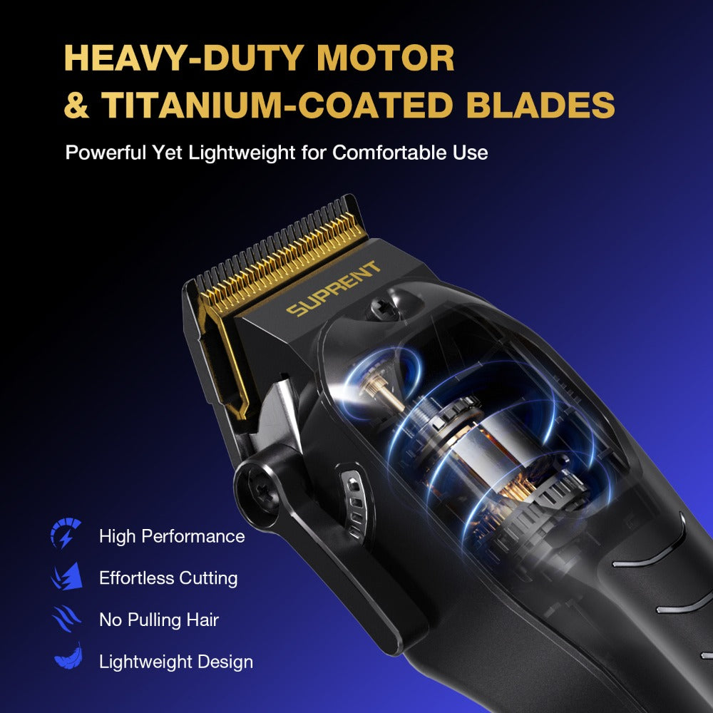 Hair Clippers & Beard Trimmer Set for Men - SUPRENT Professional Cordless Grooming Kit with T-Blade Trimmer