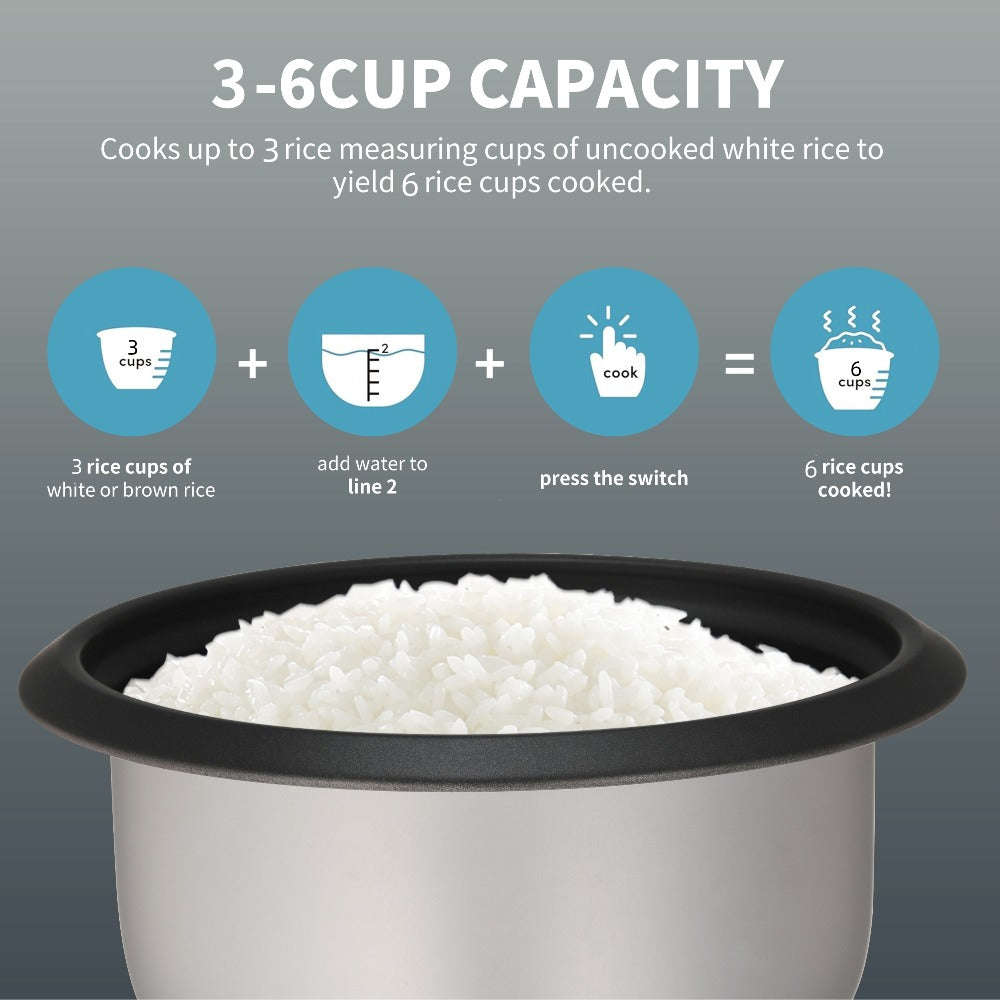 Rice Cooker & Yogurt Maker 3-Cup Nonstick, 1.5Qt Multicooker with Auto Keep, One-Touch Operation