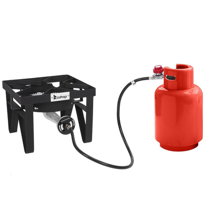 Outdoor Propane Burner Stove Cast Iron 1 or 3 Burner, 225000 BTU High-Pressure Cooker with Adjustable Heat