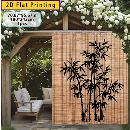 Blackout Curtains Chinese Bamboo Pattern Privacy Panels for Patio Balcony Garden Courtyard Tea Room Outdoor Indoor Minimalist Zen Decor