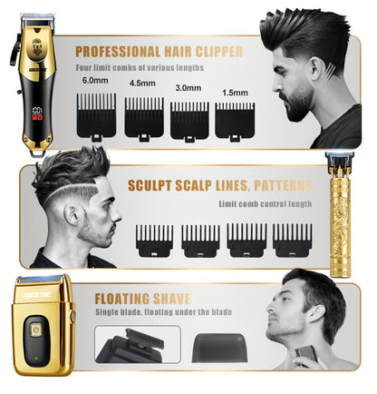 3-in-1 Hair Clipper Grooming Kit for Men – WEEME USB Rechargeable Cordless Beard Trimmer & Body Shaver Set, Home Barber Hair Cutting Kit