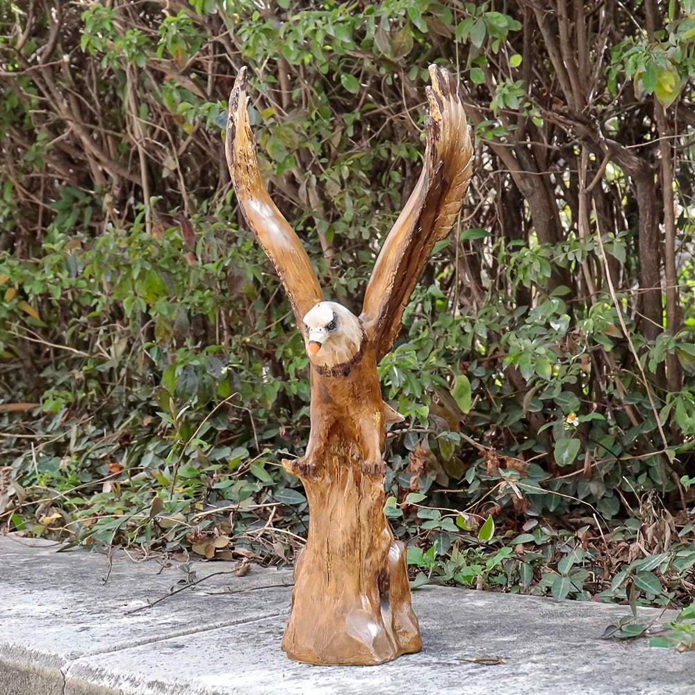 Eagle Statue 15.5-Inch Lifelike Resin Sculpture, Majestic Bald Eagle Figurine for Outdoor Garden, Patio, Yard & Indoor Home Decor