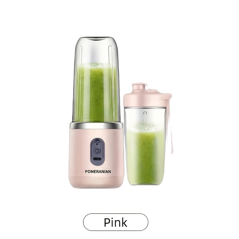 Portable Blender Juicer Double Cup 1500mAh Rechargeable, Food-Grade ABS Multifunctional Fruit Vegetable Juicer