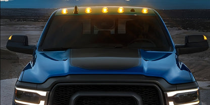 Solar Cab Roof LED Light Set, Five Adhesive-Mount Units in Green, Yellow or White with 13.5 cm Housings