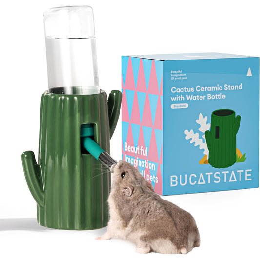 Ceramic Pet Water Bottle with Holder – BUCATSTATE Leakproof Small Animal Water Feeder for Hamsters Guinea Pigs Rabbits