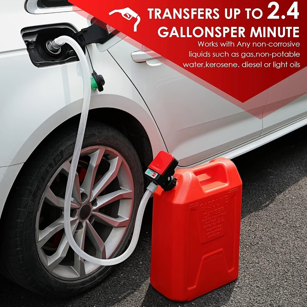 Automatic Fuel Transfer Pump with Auto-Stop – 3.2 GPM, 51" Extra Long Hose, Battery & USB Powered | Portable Gas Can Pump for Gasoline
