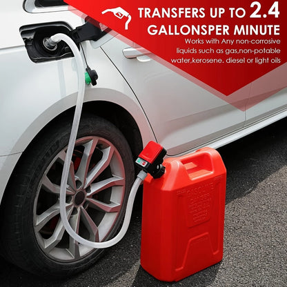 Automatic Fuel Transfer Pump with Auto-Stop – 3.2 GPM, 51" Extra Long Hose, Battery & USB Powered | Portable Gas Can Pump for Gasoline
