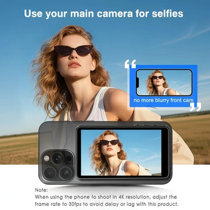 Magnetic Selfie Monitor Screen for Vlogging & Live Streaming, Rear-Facing Main Camera Display for iPhone & Android
