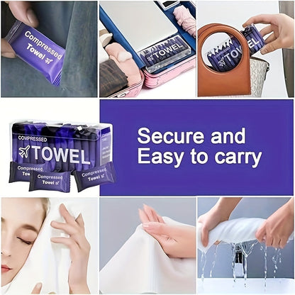 Compressed Towel Tablets 28 Pack – Disposable Magic Coin Tissue, Expandable Face Towel 11.8x9.4 Inch, Individually Wrapped Portable Paper