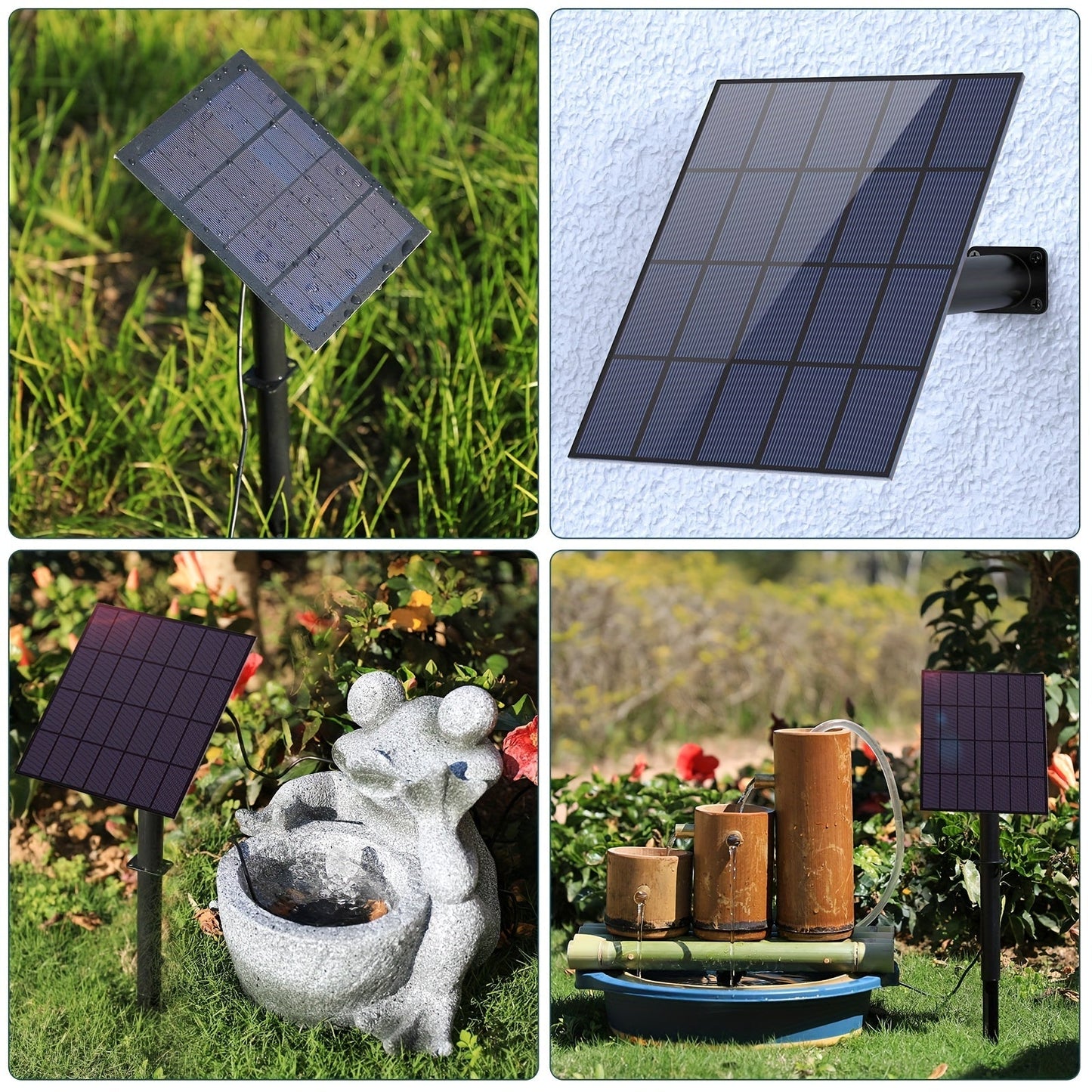 Separate-Panel Solar Fountain Pump with 1.5W, 2.5W, 3.5W and 9W Checkout Options and Nozzle Sets