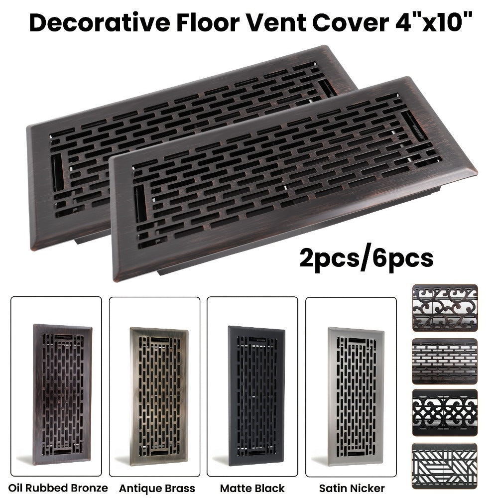 Floor Vent Register Cover 4x10 Inch Walkable Steel Decorative Air Vent Grille Adjustable for Entryways, Bedrooms and Living Spaces