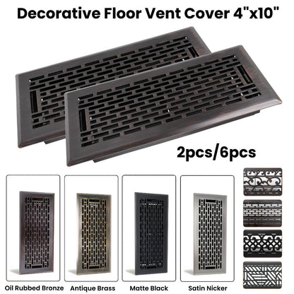 Floor Vent Register Cover 4x10 Inch Walkable Steel Decorative Air Vent Grille Adjustable for Entryways, Bedrooms and Living Spaces