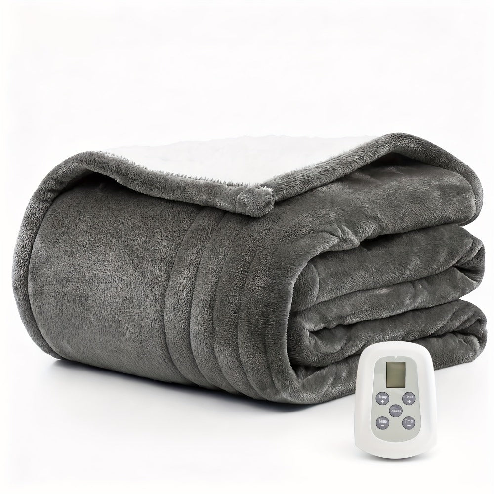 Dual Control Electric Heated Blanket with 10 Heat Levels - Auto Shutoff, Overheat Protection, Fast Heating