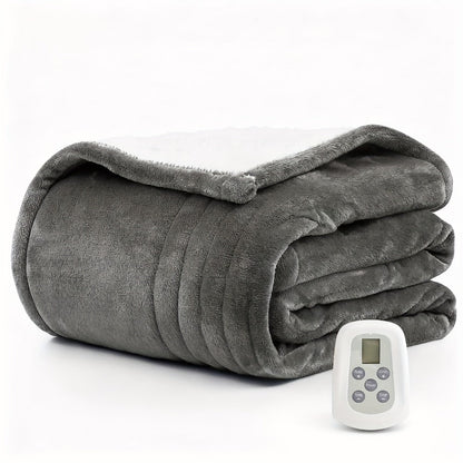 Dual Control Electric Heated Blanket with 10 Heat Levels - Auto Shutoff, Overheat Protection, Fast Heating