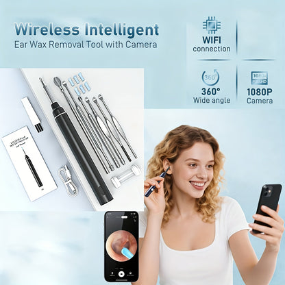 1080P-Marked Wireless Visual Ear Camera Kit with Six LED Lights, Cleaning Heads and Three Color Options