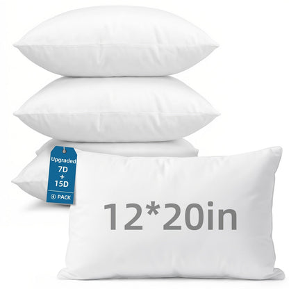 Outdoor Pillow Inserts 4/6 Pack, Soft or Waterproof Throw Pillow Forms for Sofa, Bed & Patio, 12x20-20x20 Inch