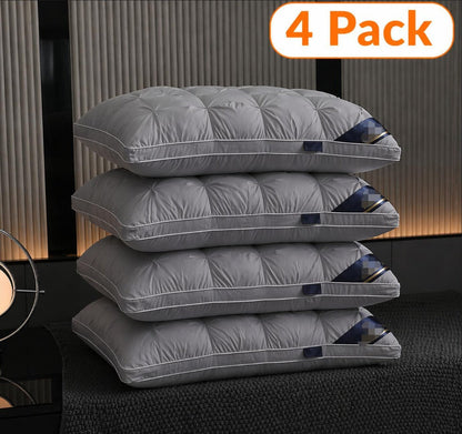 Tufted Bed Pillow in White or Grey with 1-, 2- and 4-Piece Checkout Options and Zipper Detail