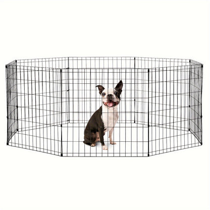 Foldable Metal Wire Dog Playpen & Pet Gate – 24/30/36/42" Indoor Outdoor Fence for Large Medium Small Dogs