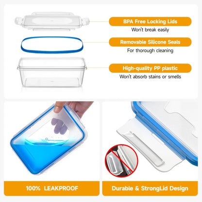 Food Storage Containers 48-Piece Multi-Shape Set with 24 Boxes, 24 Lids and Eight Sizes for Kitchen and Pantry Organization