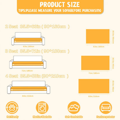 Sofa Cover Quilted Plush-Texture Panels in 35.5-Inch Width for 1 to 4 Seats, Backrest or Armrest