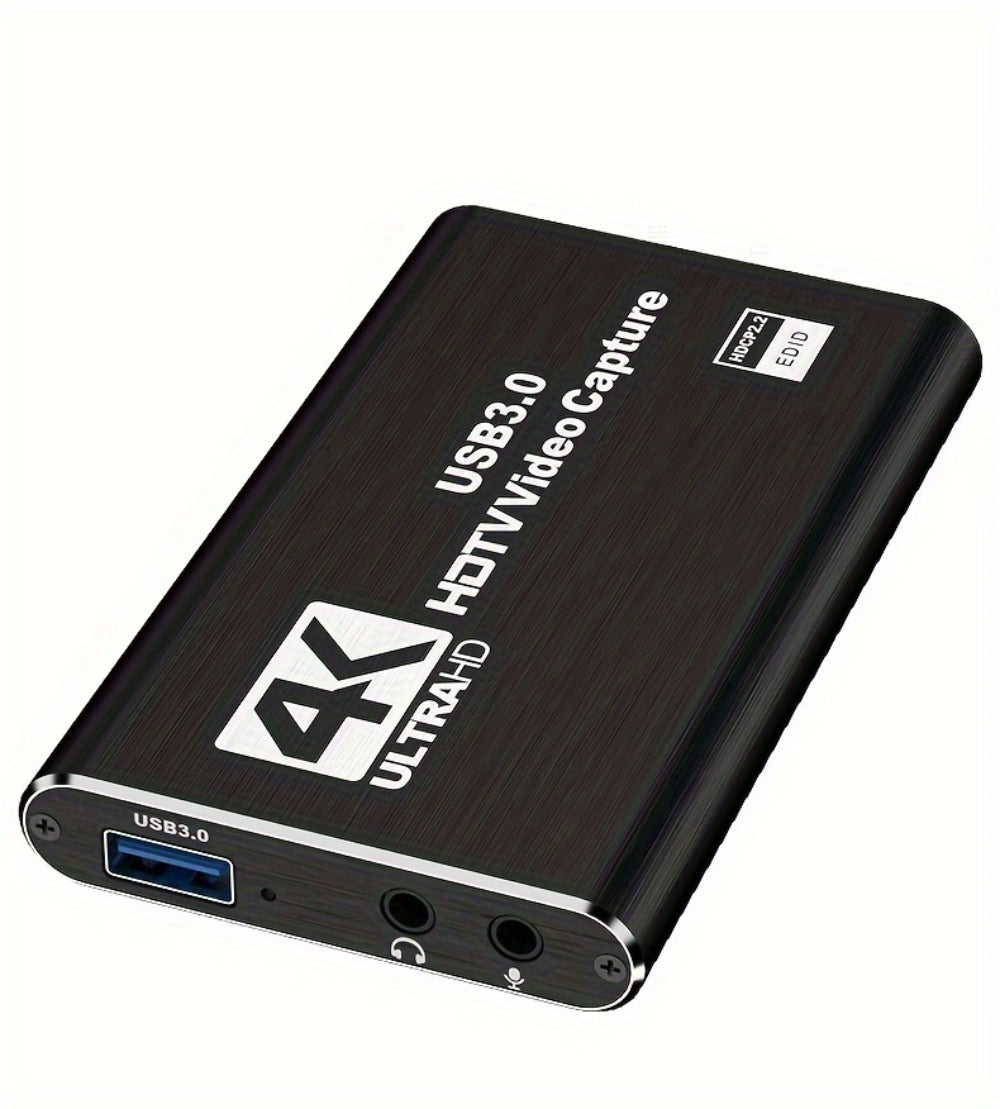 HDMI Capture Card with Microphone & 4K Loop-Out for Streaming, 1080P 60fps USB Video Recorder for Gaming