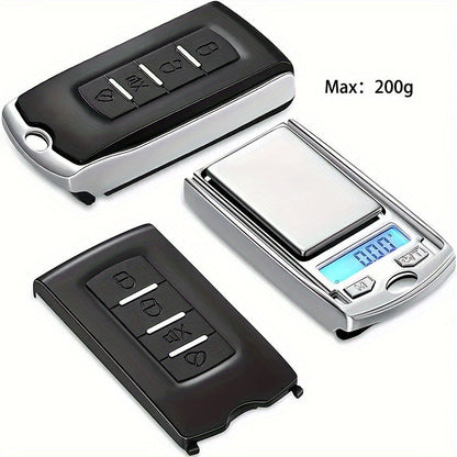 Mini Keychain Pocket Scale with Flip Cover, Blue Backlit Display and 200g/0.01 Checkout Label