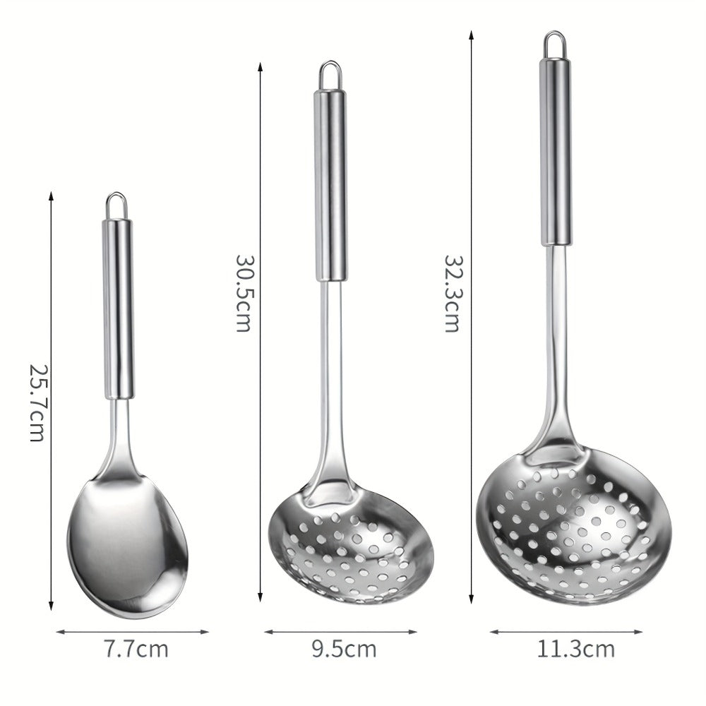 Kitchen Utensils Nine-Piece 304 Stainless Steel Set with Hanging Loops and Mixed Cooking Tools