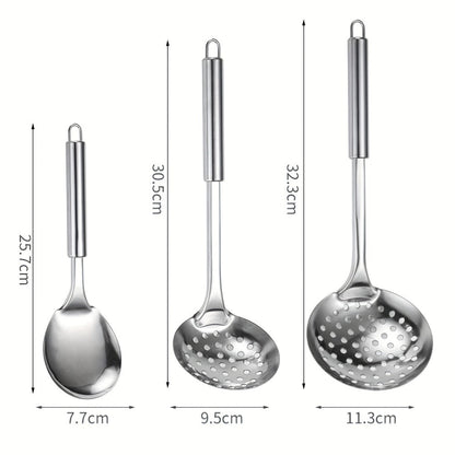 Kitchen Utensils Nine-Piece 304 Stainless Steel Set with Hanging Loops and Mixed Cooking Tools