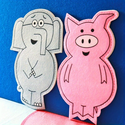Elephant and Piggie Hand Puppets Plush Stuffed Animal Props for Storytelling, Classroom Teaching & Role Play
