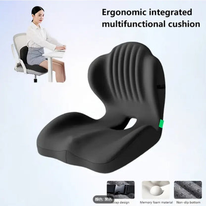 Contoured One-Piece Seat Cushion with Ribbed Back Support, Non-Slip Base and Five Color Options