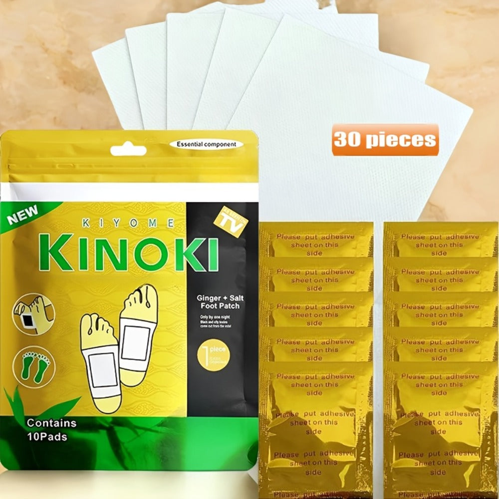Foot Detox Pads 30 Pack Bamboo Vinegar Ginger Powder Natural Plant Ingredient Deep Cleansing Moisturizing Patches