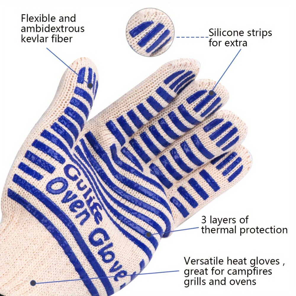 Silicone Oven Mitts with Fingers Heat Resistant Gloves for Cooking Baking BBQ Grilling – Kitchen Oven Gloves 2pcs or 4pcs Set