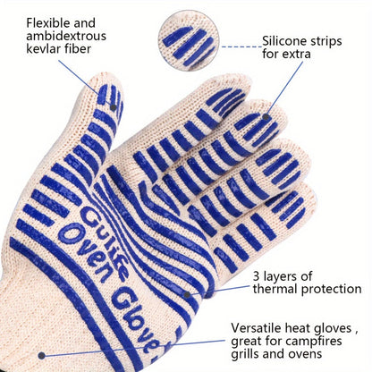 Silicone Oven Mitts with Fingers Heat Resistant Gloves for Cooking Baking BBQ Grilling – Kitchen Oven Gloves 2pcs or 4pcs Set