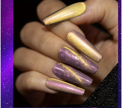 Gel Nail Polish 6-Piece 9D Aurora Magnetic Cat-Eye Set with Pearl-Shell Glitter Effect and UV/LED Soak-Off Cure