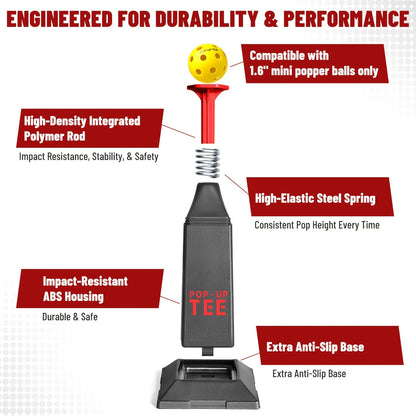 Baseball Softball Hitting Tee with Popper & 12 Mini Balls | Launches Up to 40 Inches High | No Battery Required | Kids Youth Batting