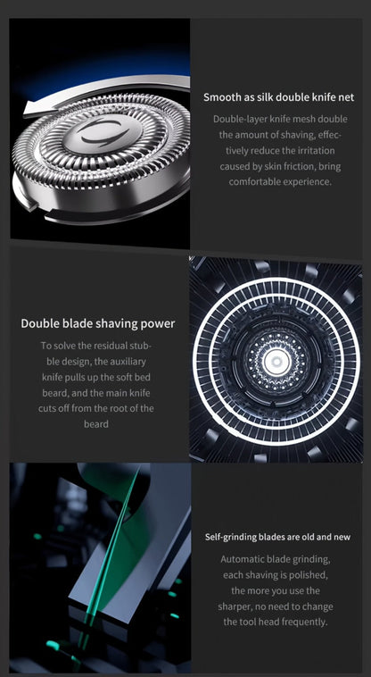 Rotary Shaver for Men 3-in-1 Cordless Rechargeable Electric Razor - Floating Head Wet Dry Shaver