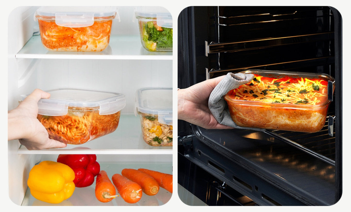 Large Glass Food Storage Containers with Lids 2 Pack, 63oz Borosilicate Glass Meal Prep Containers