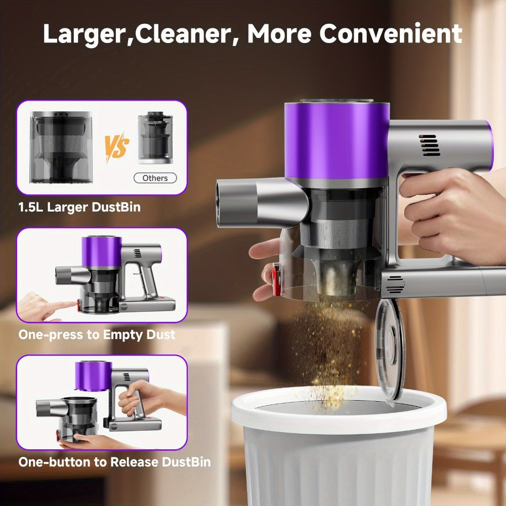 Cordless Vacuum Cleaner 58Kpa Strong Suction 6-in-1 Rechargeable Stick Vacuum for Entryways, Bedrooms and Living Spaces