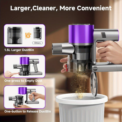 Cordless Vacuum Cleaner 58Kpa Strong Suction 6-in-1 Rechargeable Stick Vacuum for Entryways, Bedrooms and Living Spaces