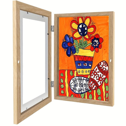 Kids Artwork Frames Front Opening Changeable 8.5x11 Inch Children Art Display Picture Frame for Drawing Crafts Photos Holds 130 Pieces Wood