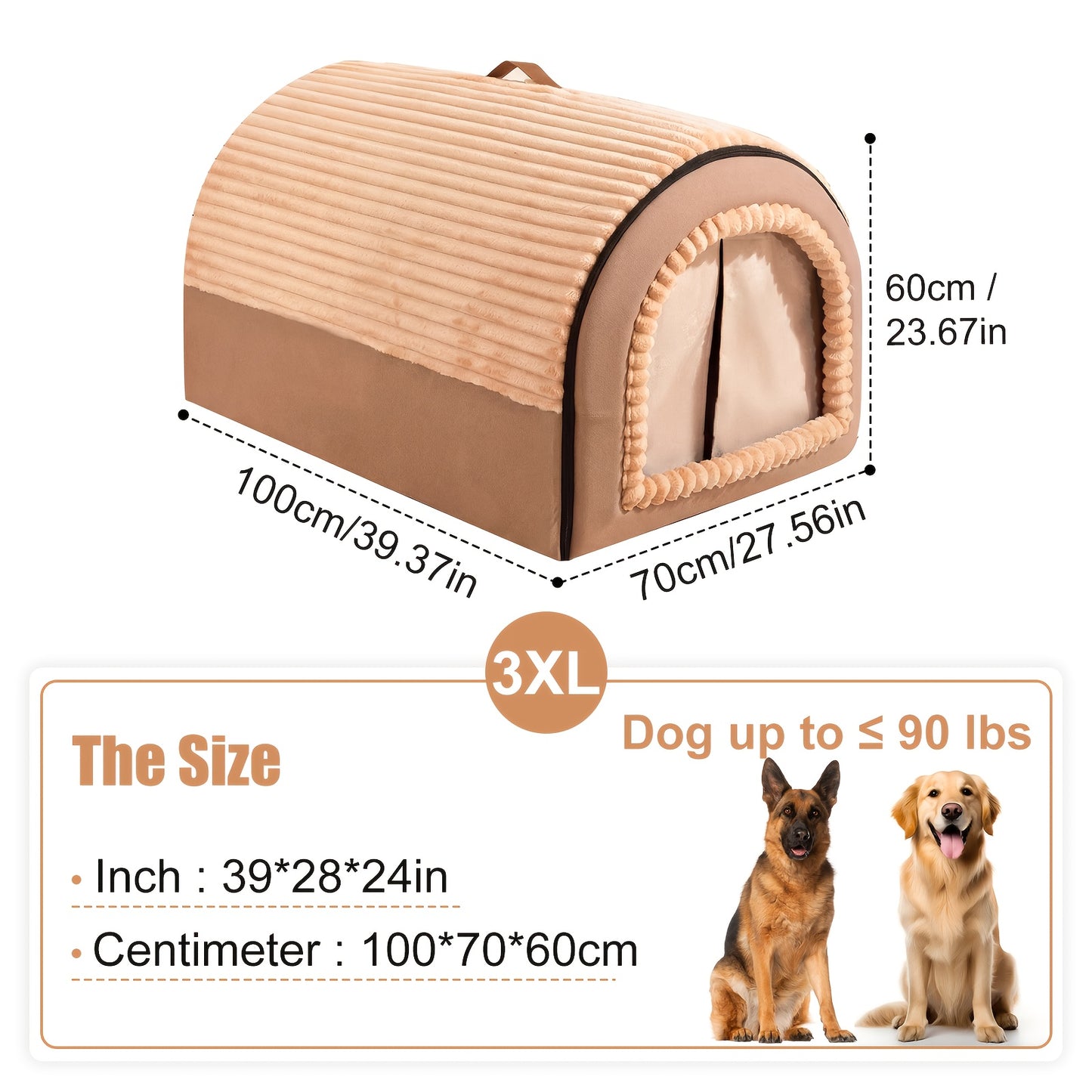 Dog Bed Cat Bed Enclosed Pet Tent House – All-Season Soft Washable Cave Bed with Non-Slip Bottom, Cozy Puppy Kennel